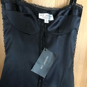 St. John black satin corset